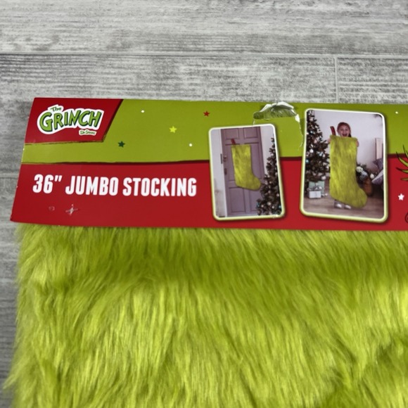 Dr. Seuss The Grinch 36" Jumbo Christmas‎ Stocking, Green Faux Fur MSRP $39.99 - Picture 5 of 8